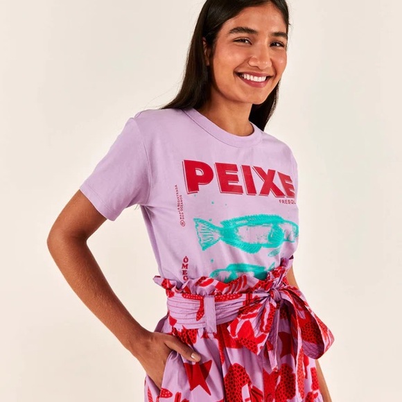 FARM Rio Lilac Peixe Fish Graphic T-Shirt - Picture 4 of 11